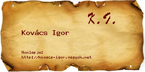 Kovács Igor névjegykártya