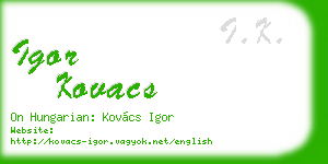 igor kovacs business card